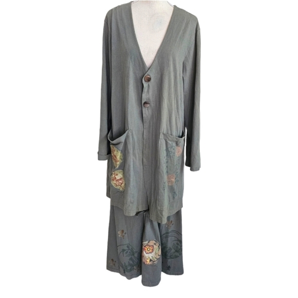 Blue Fish Vintage Sage Hand Printed Skirt Set - Picture 1 of 16